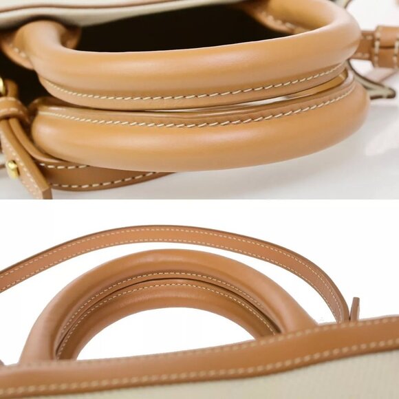 CELINE Logo Vertical Cabas 2Way Mini Hand Tote Bag Canvas Leather Brown - Picture 10 of 16